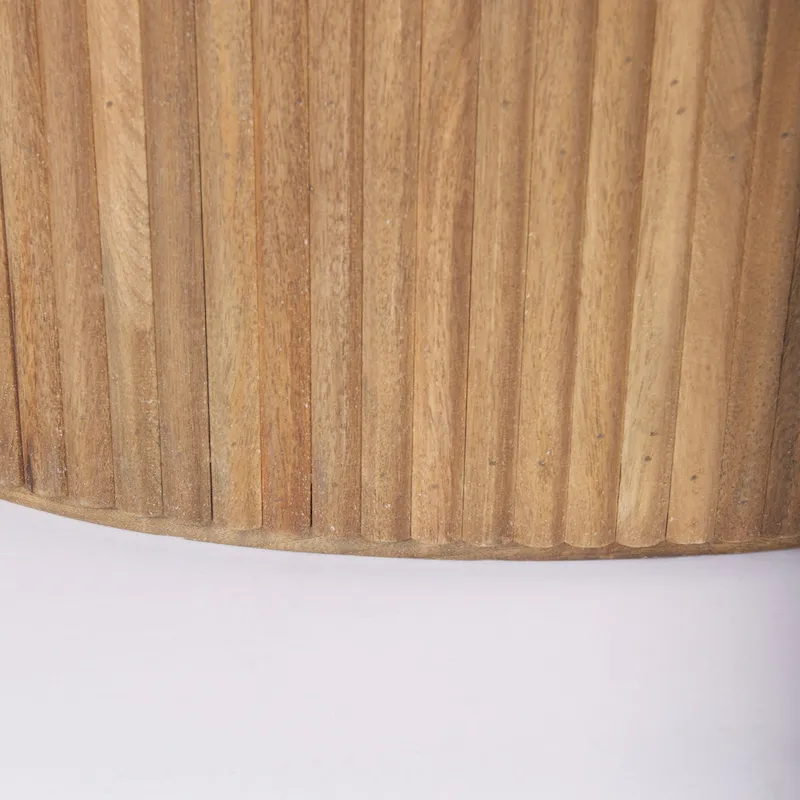 Terra 48L x 28W x 15H Dark Brown Wood Oval Fluted Coffee Table