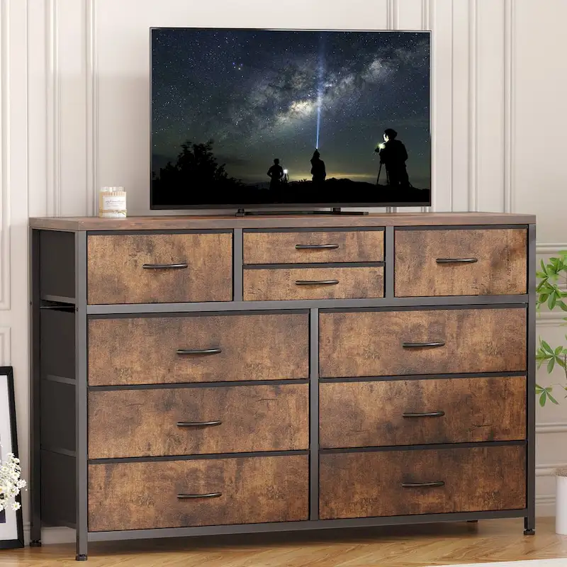 10-Drawer Dresser with TV Stand Top
