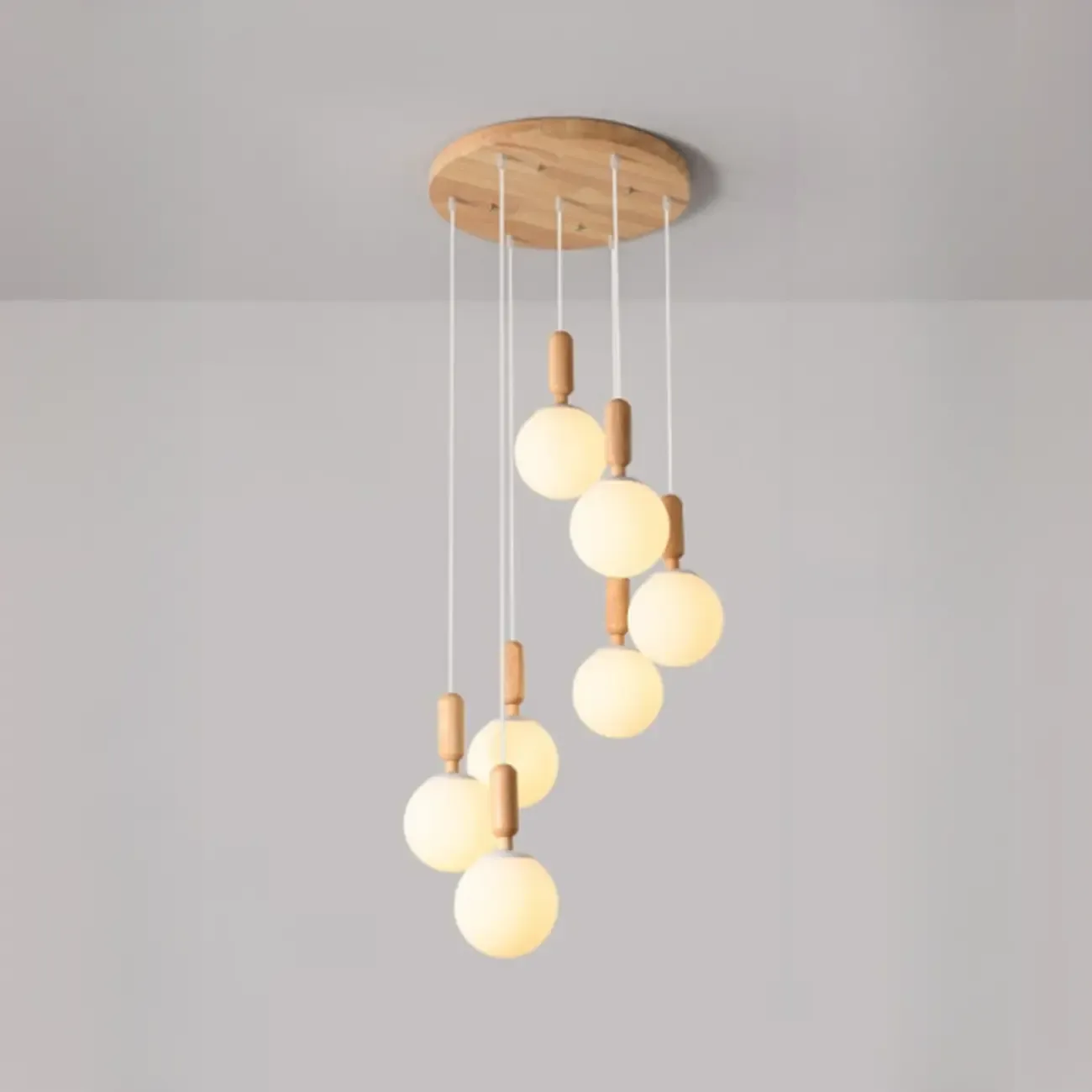 Milk Glass Cluster Pendant Light With Adjustable Length