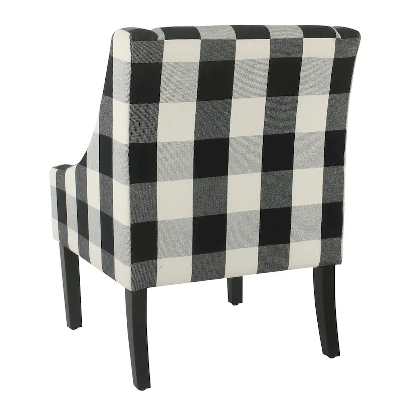 HomePop Modern Swoop Accent Chair - Black Plaid