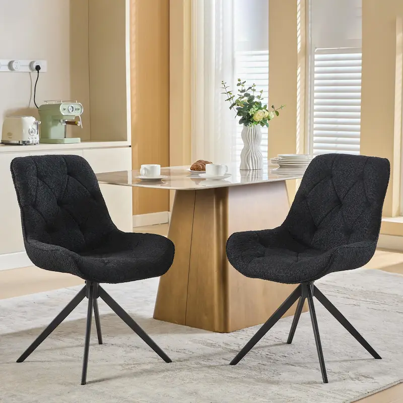 XINMICS Swivel Dining Chairs, Boucle Upholstered Accent Chairs Living Room Chairs Desk Office Arm Chair