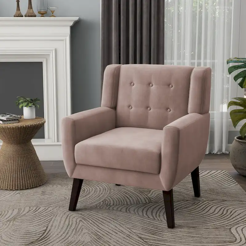 Velvet Upholstered Armchair Tufted Accent Chair