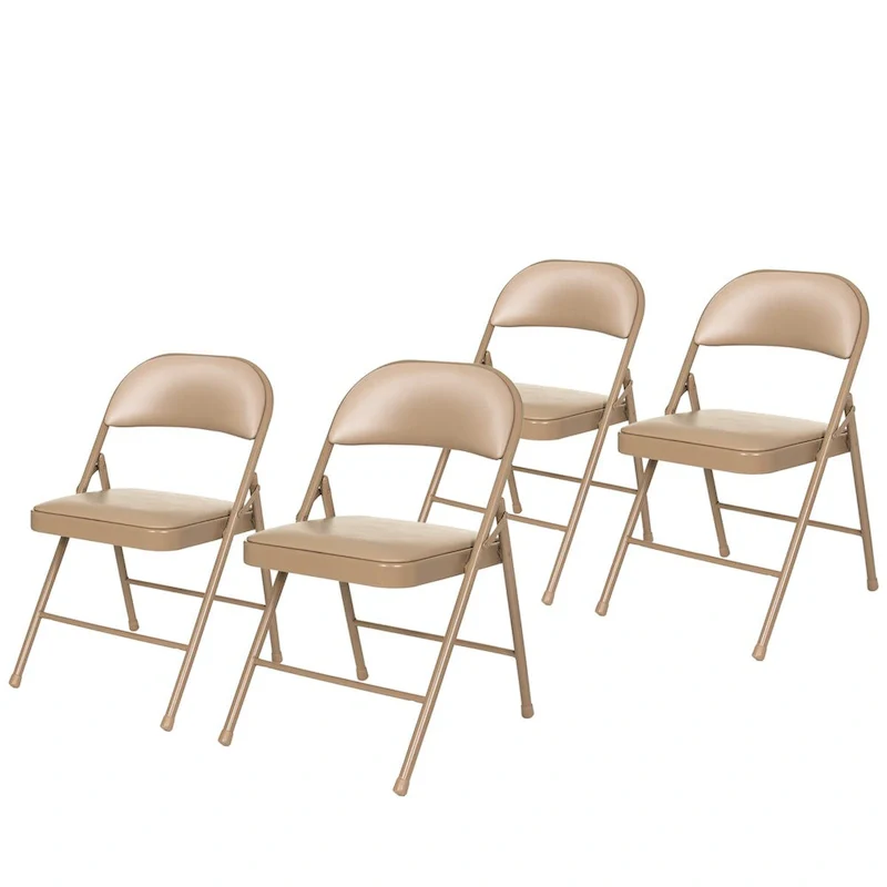 Bernadine Basics Collection Vinyl Folding Chair, Pack of 4