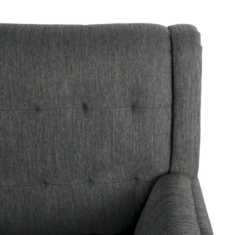 Mid-Century Modern Fabric Settee with Nailhead Trim