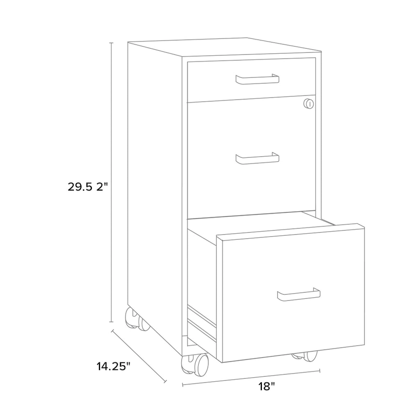 Space Solutions Black 3-drawer Mobile File Cabinet