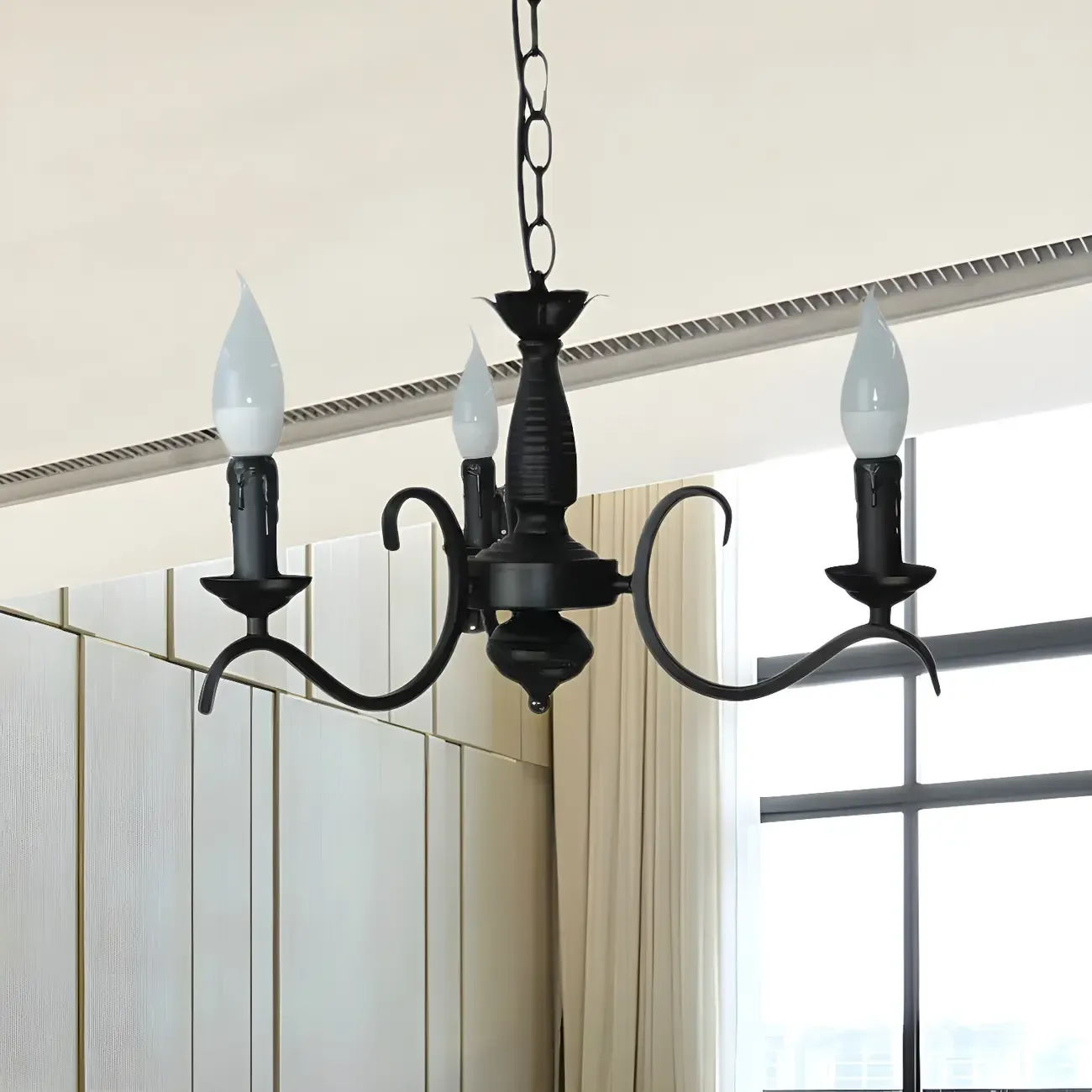 Industrial Black Metal Candelabra Chandelier