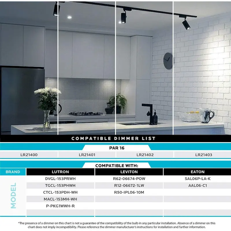 Luxrite PAR16 LED Bulb, 50W Equivalent, 450 Lumens, Dimmable, Enclosed Fixture Rated, ETL, Damp Rated, E26 Base (6 Pack)