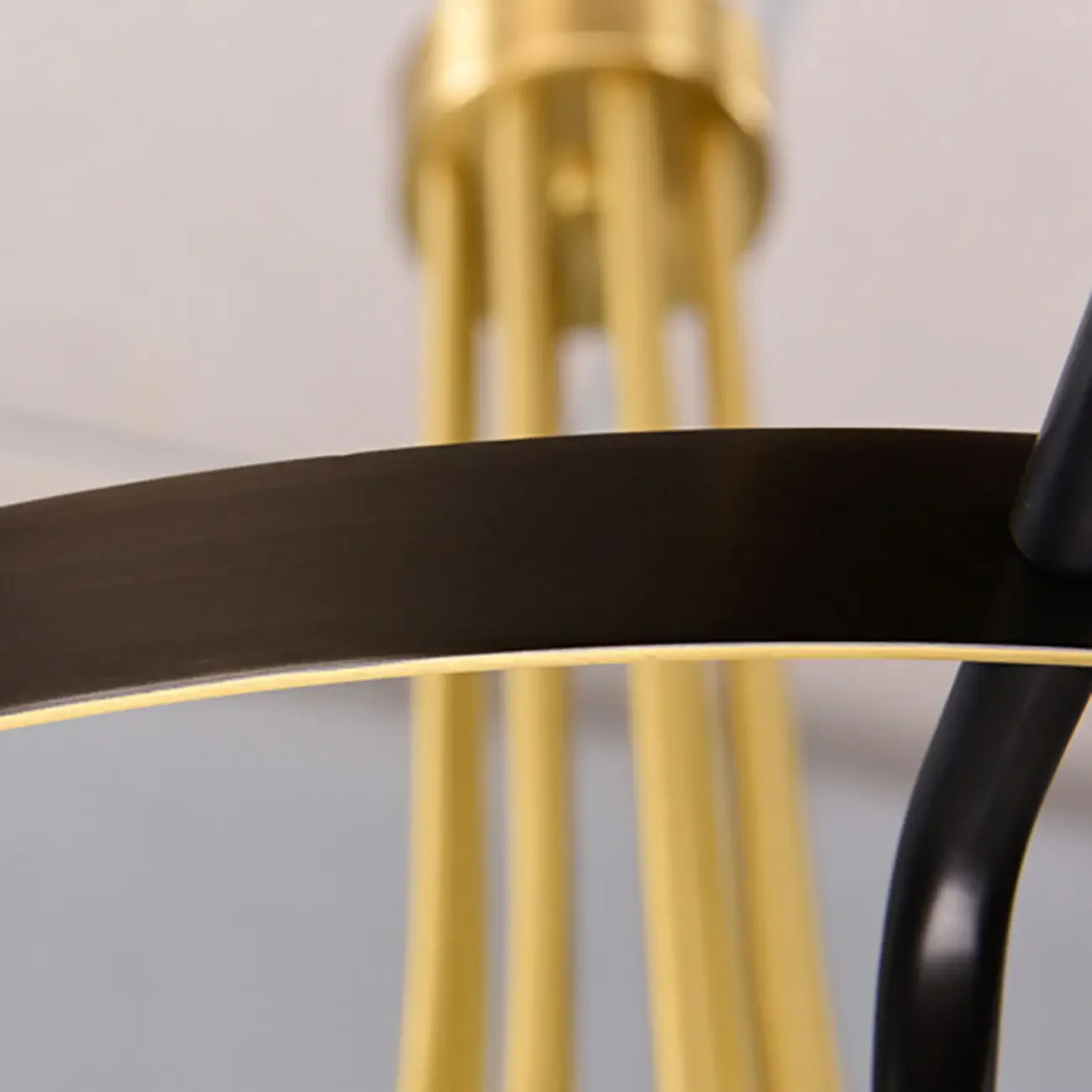 Modern Circle Black Gold Clear Glass Shade Chandelier