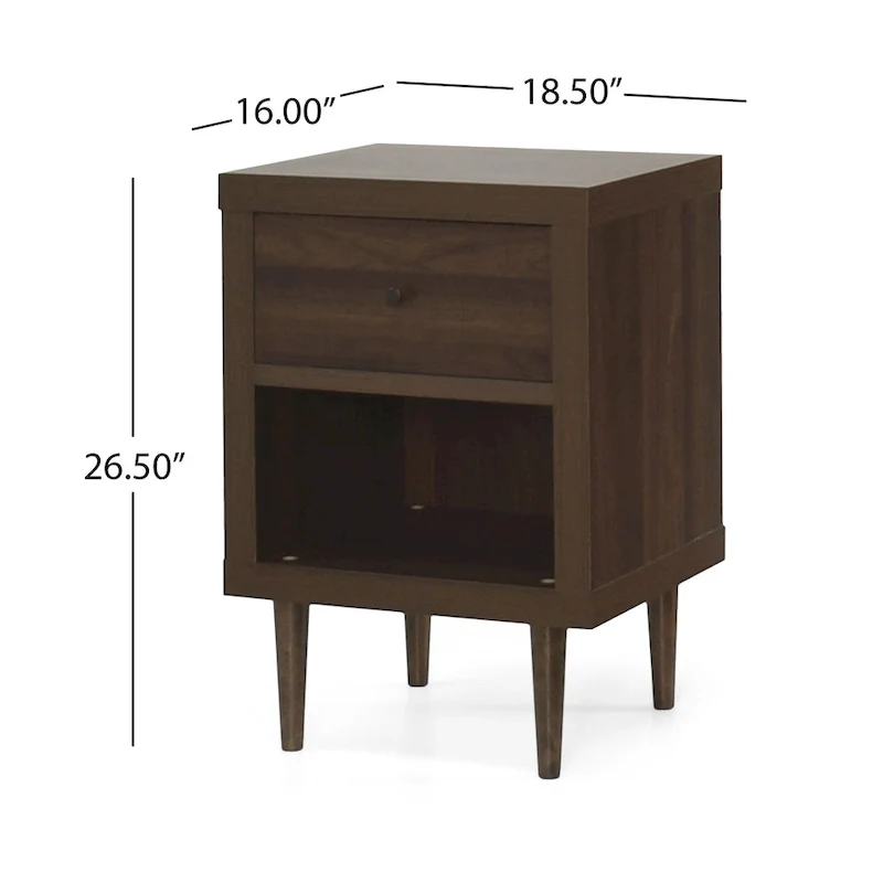 Single Drawer Nightstand with Open Shelf