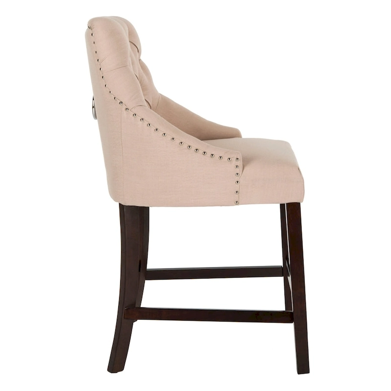 SAFAVIEH Dottie 26-inch Tufted Wing Back Counter Stool - Grey / Espresso (Set of 2) - 22.5  x 25  x 41  - 22.5  x 25  x 41