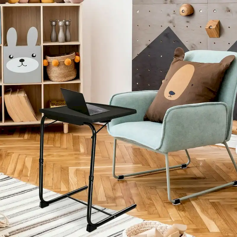 Folding TV Tray Laptop Table End Table Height Adjustable Cup Holder