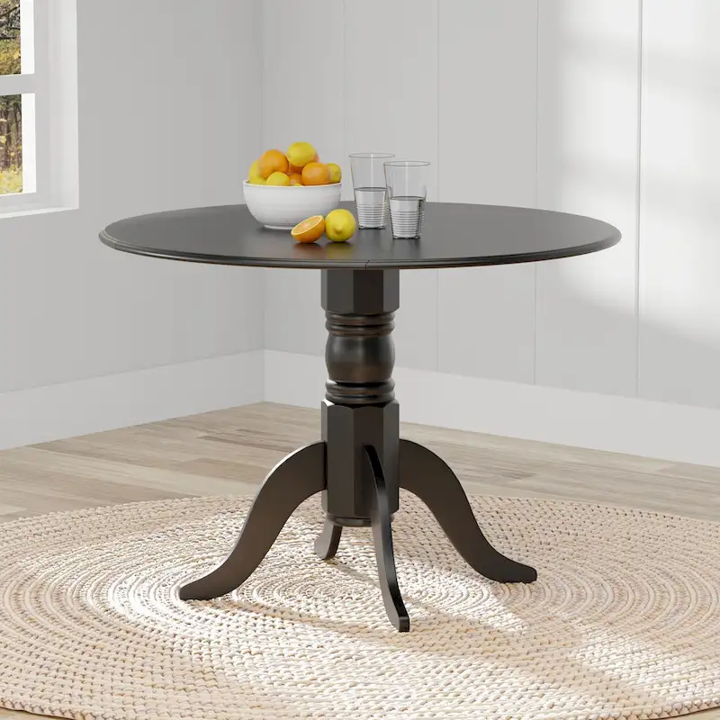 42 Wood Pedestal Base Double Drop Leaf Dining Table