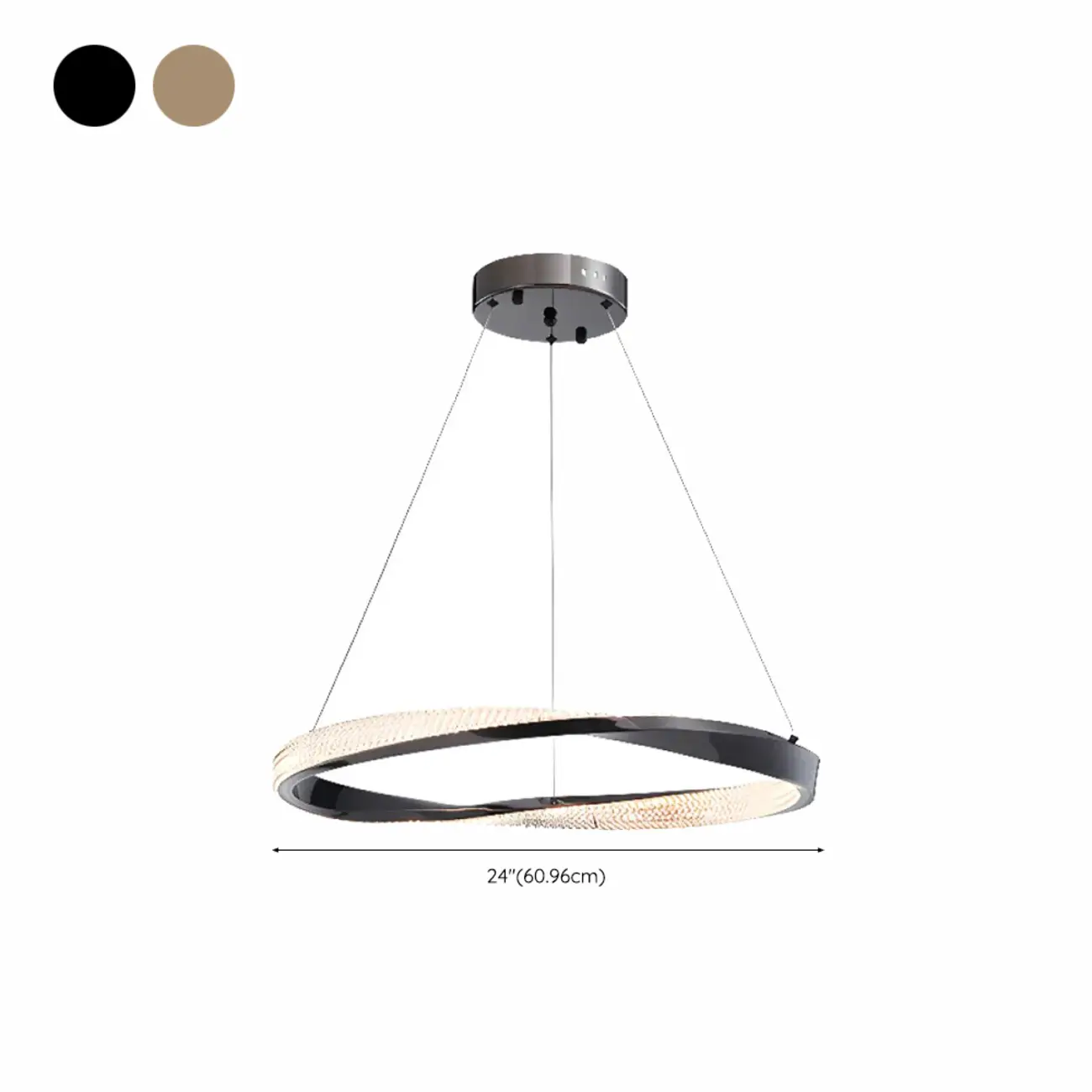 Modern LED Stylish Metal Black Circle Ring Chandelier