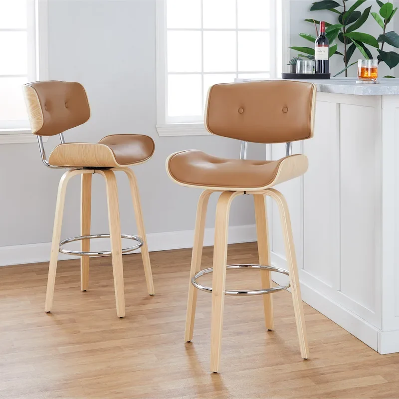 Carson Carrington Leksand 30 Fixed-Height Bar Stool with Bent Wood Legs (Set of 2)