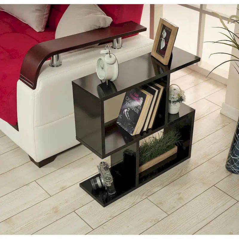 Lon Rectangle 4 Shelves End Table, 23 inch Skinny End Table