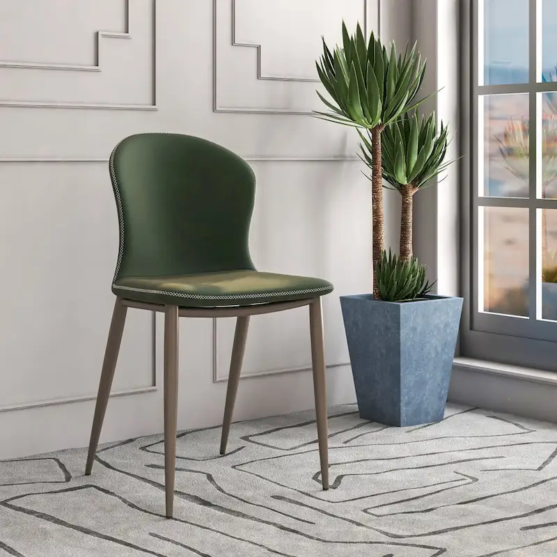 Modern Upholstered Fabric Dining Chair with Metal Legs, Mosaic Style Kitchen Side Chair