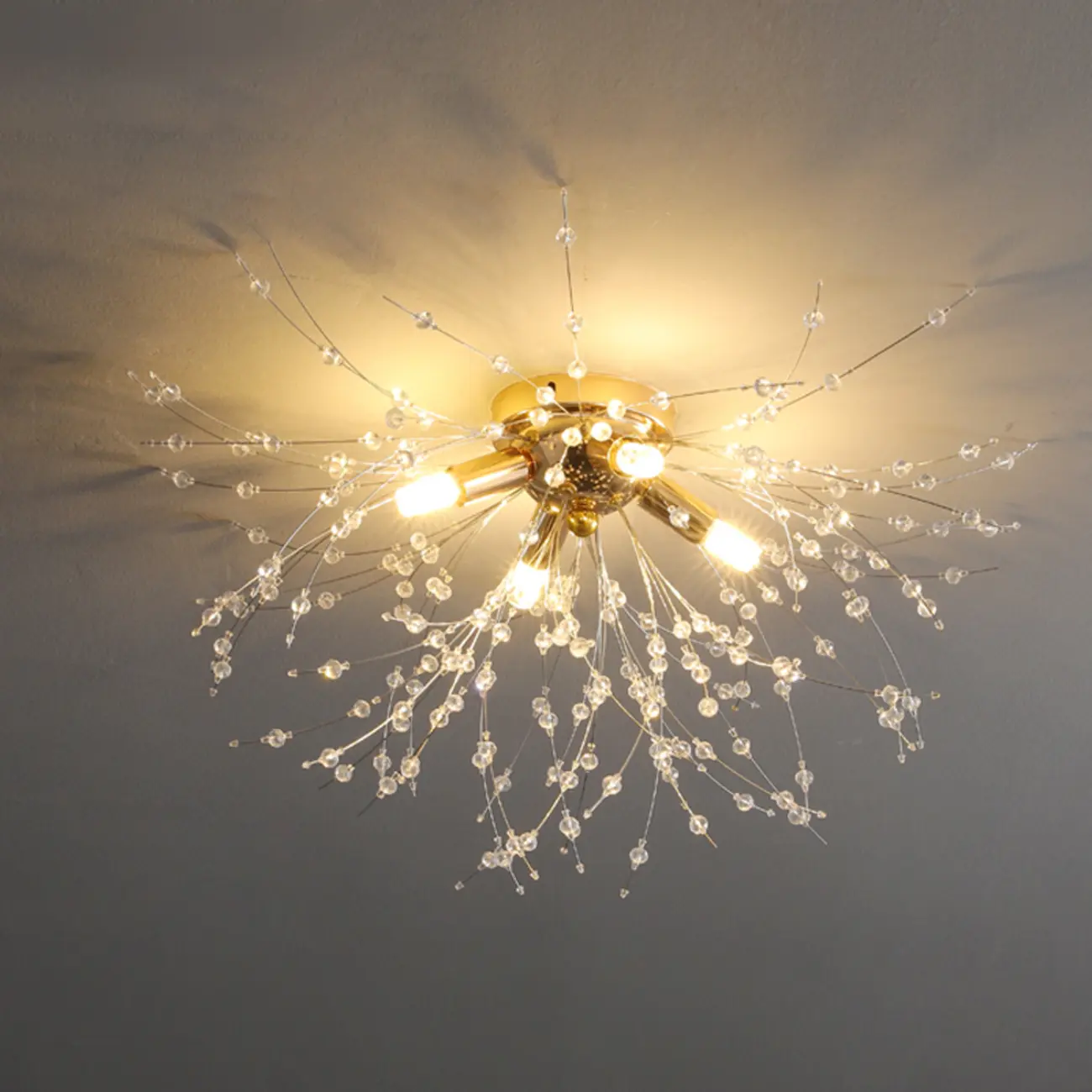 Luxury Crystal Semi Flush Ceiling Light for Dwelling Space
