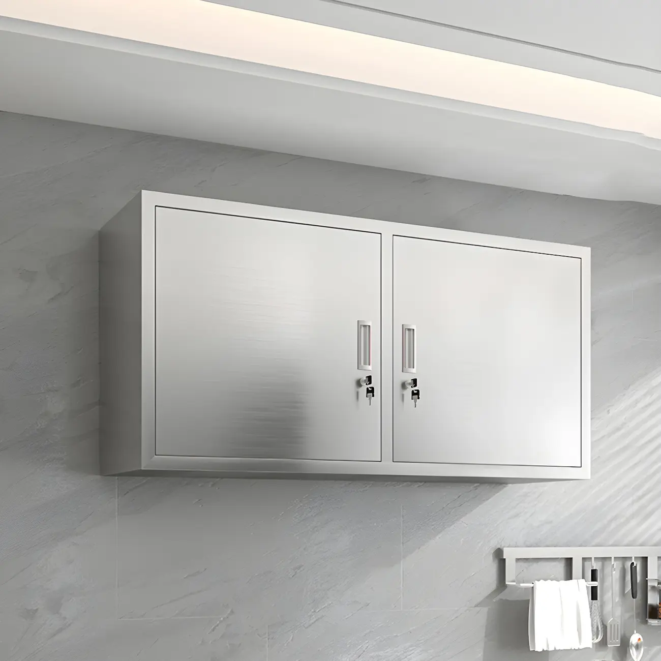 Adjustable Stainless Steel Wall-Mounted China Cabinet