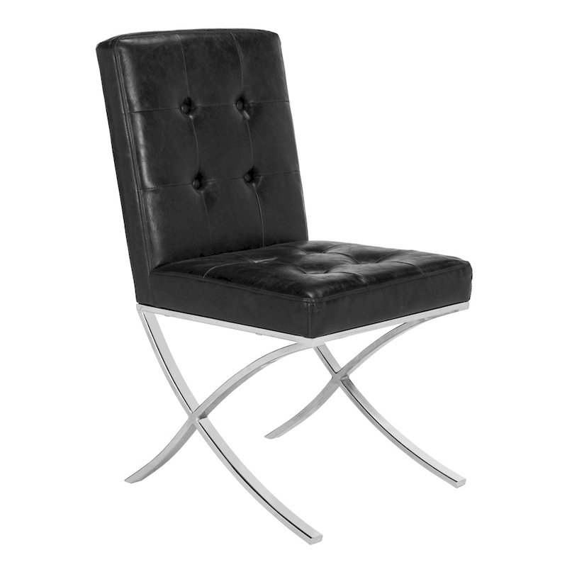 SAFAVIEH Merrilee Glam Black Chrome Tufted Side Chair - 19Wx23Dx35H