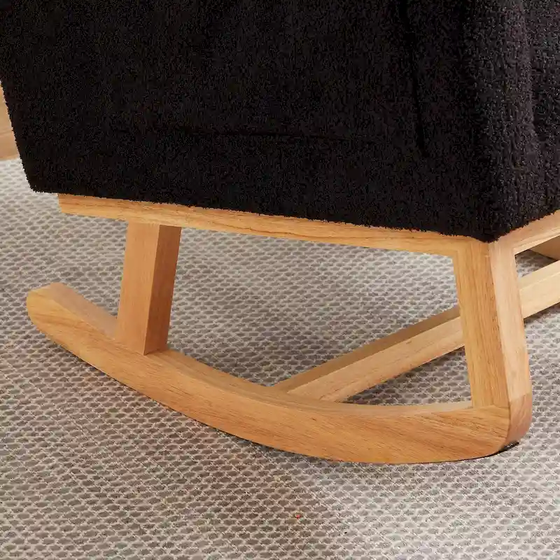 Modern Accent High Backrest Living Room Lounge Arm Rocking Chair, Two Side Pocket