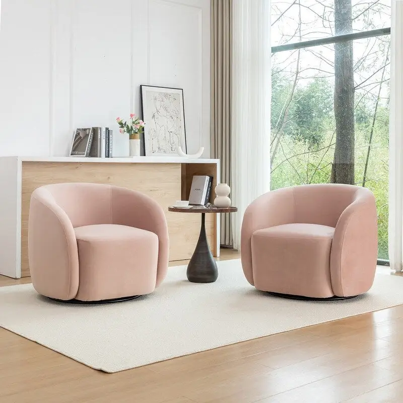 SEYNAR Modern Glam Velvet Upholstered 360 Degree Swivel Accent Armchair Set of 2