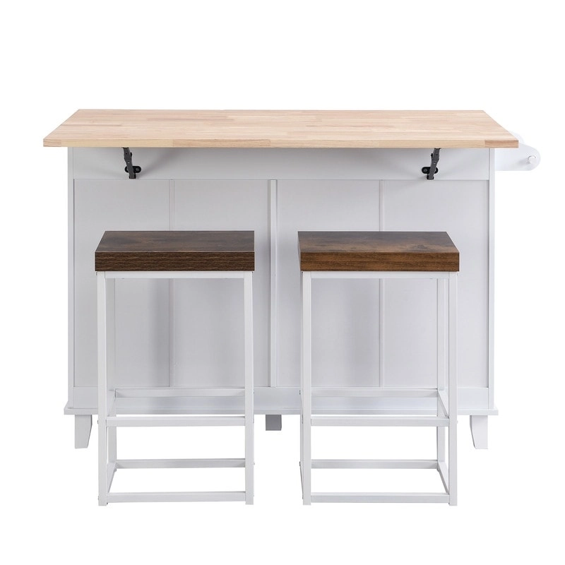Kitchen Island Set with Drop Leaf and 2 Seatings
