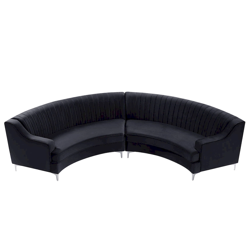 Tufted Velvet Sofa Curved Couch with Pillows