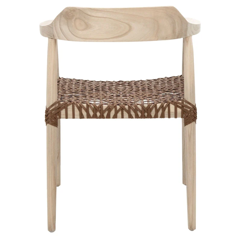 Woven Leather & Solid Wood Accent Chair (Fully Assembled) - 22 W x 20.5 L x 28.5 H