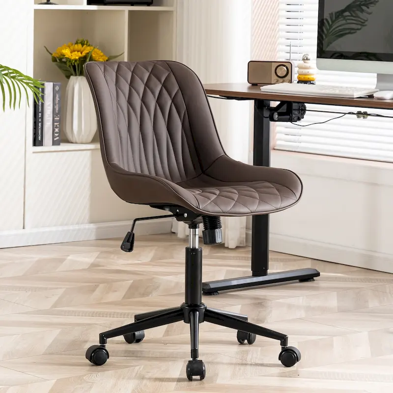 Armless Home Office Desk Chairs with Wheels Rolling Task Chair
