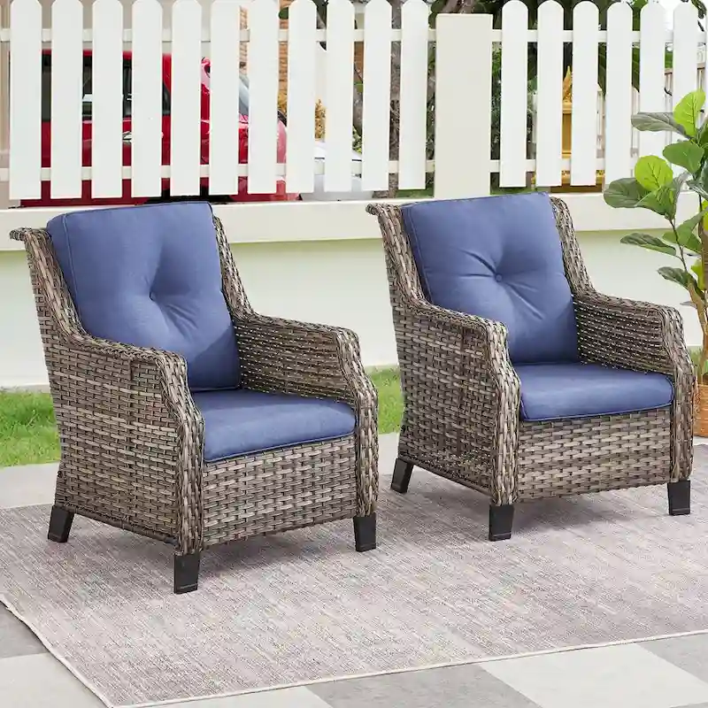 Patio Single Sofa Chairs Outdoor Chairs Set of 2 - Grey