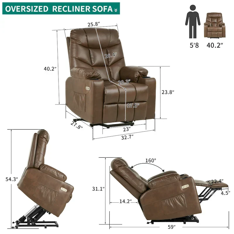 Modern Massage and Heating Recliner Sofa Chair