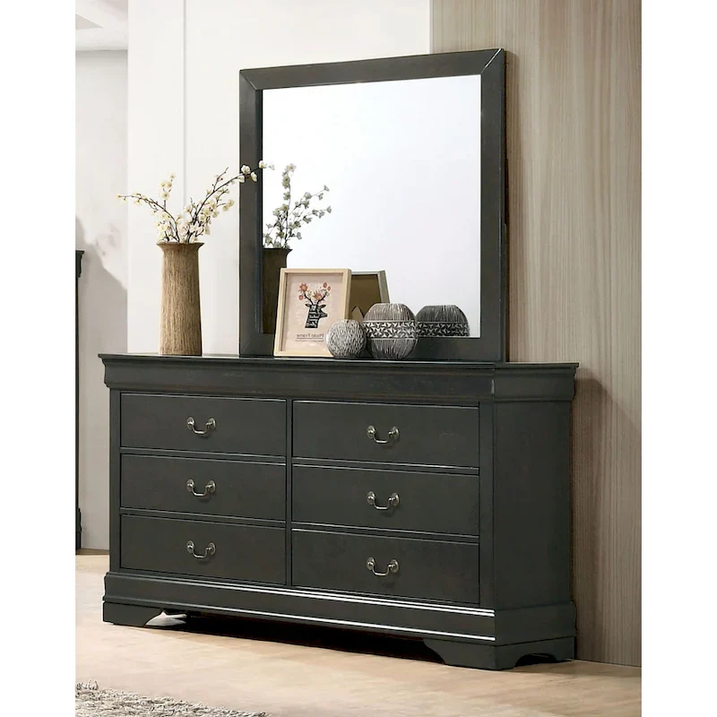 Lavina Transitional 58-inch Wide 6-Drawer Wood Dresser with Bracket Feet by Furniture of America