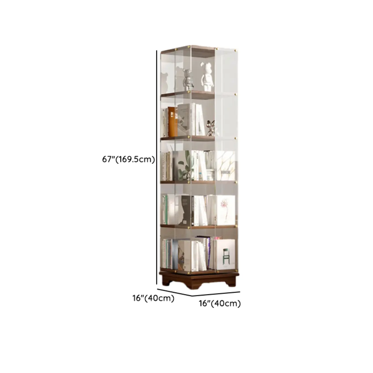 Art Deco Square Timber Shelf Glass Panel Swivel Chest