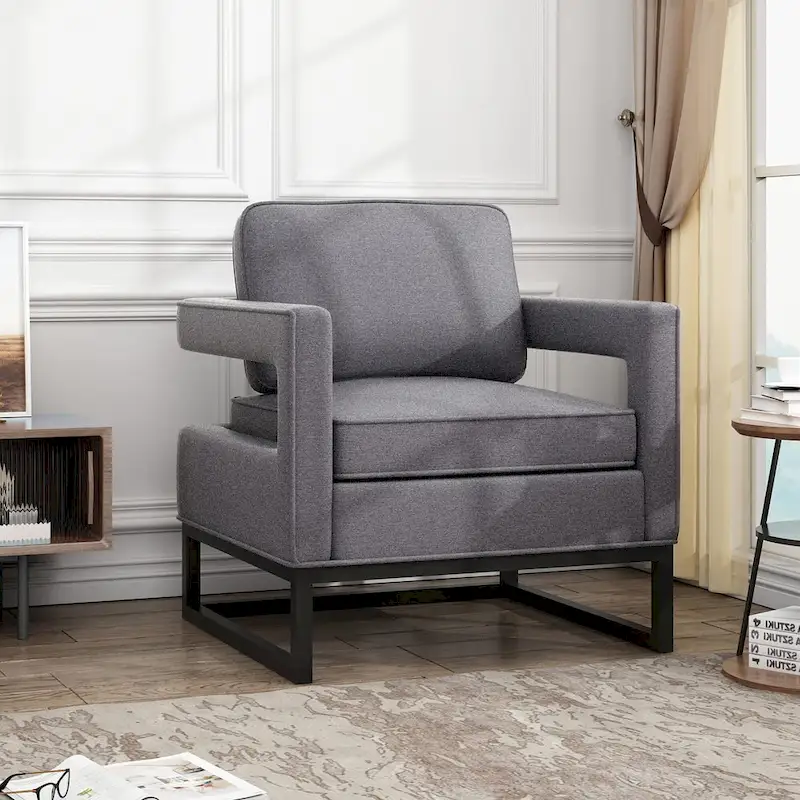 Modern Arm Accent Chair, Mid Century Living Room Chair Upholstered Lounge Chair