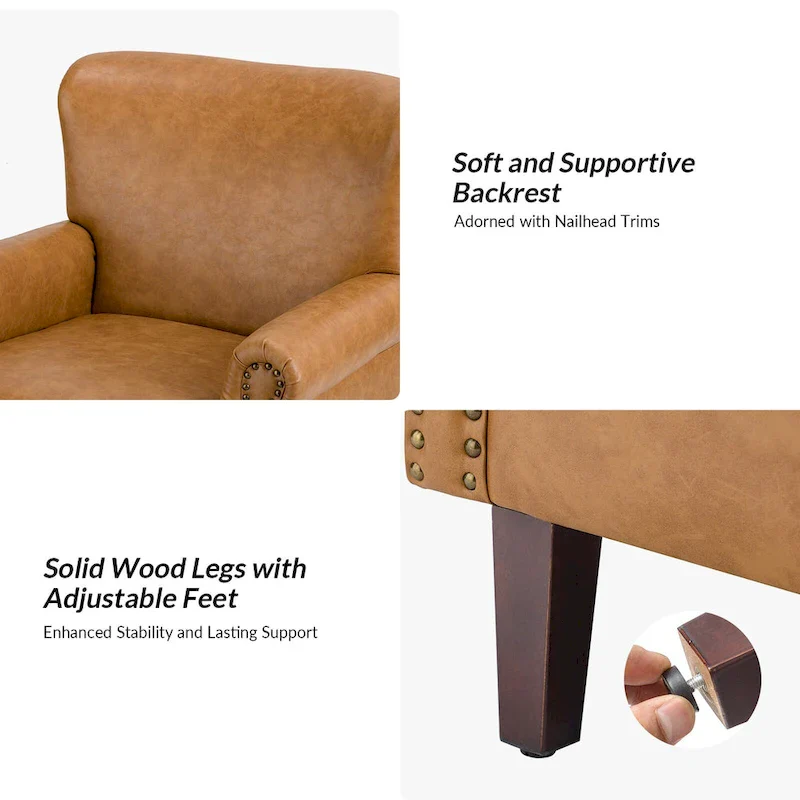 Vegan Transitional Armchair with Rolled Arms Set of 2