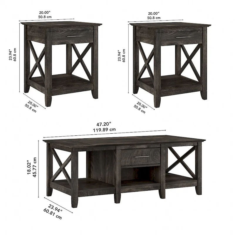 Coffee Table with Set of 2 End Tables