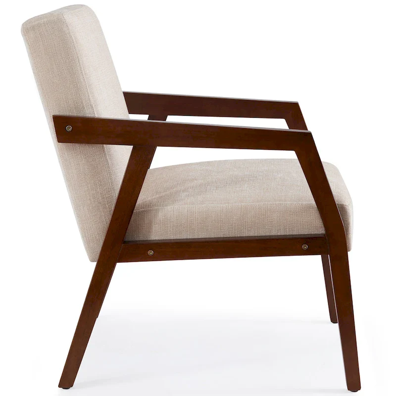 Mid-Century Modern Upholstered Accent Armchair with Solid Wood Legs, Living Room Bedroom Chair