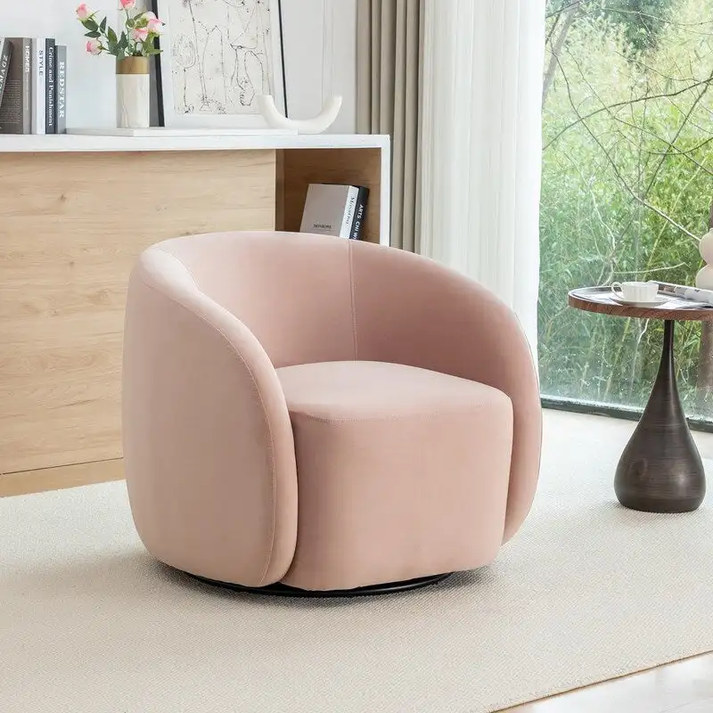 SEYNAR Modern Glam Velvet Upholstered 360 Degree Swivel Accent Armchair