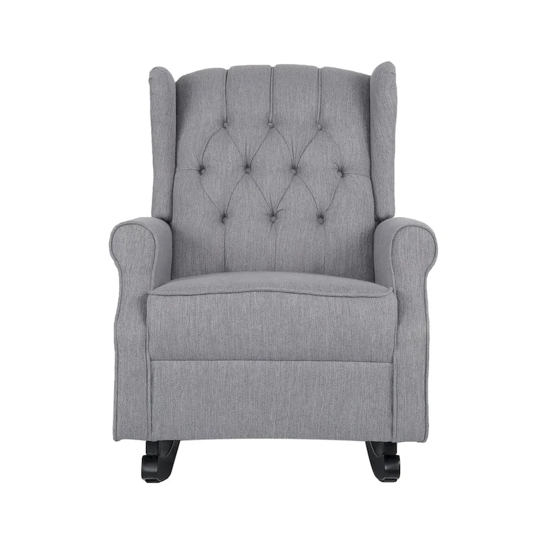 Dobles Fabric Tufted Wingback Rocking Chair by