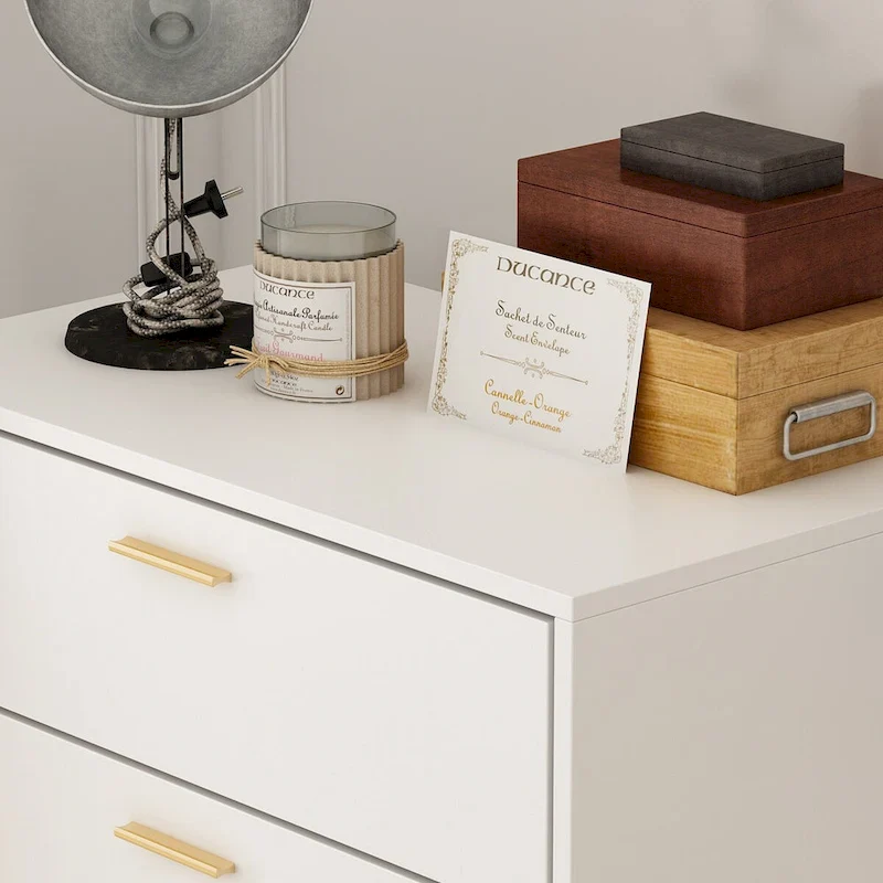 5 Drawer 27.4 W Chest Dresser In White&Gold