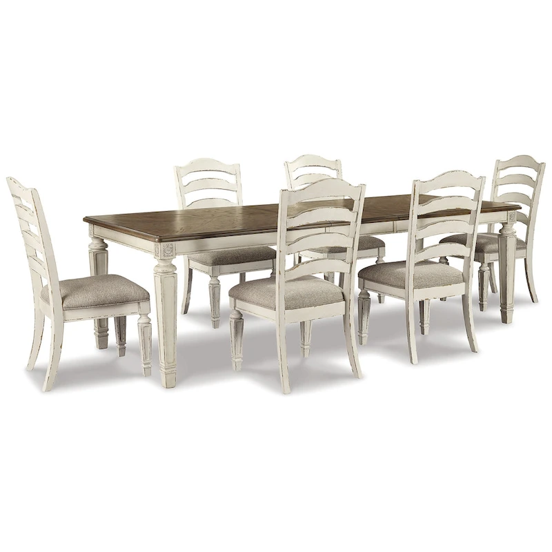 Signature Design by Ashley Realyn White / Light Brown 7-Piece Dining Package