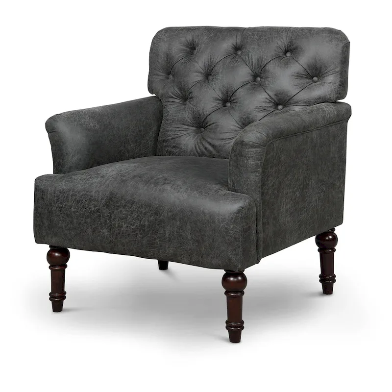 Purani Transitional Vinyl Tufted Wide Accent Chair with T-cushion by Furniture of America