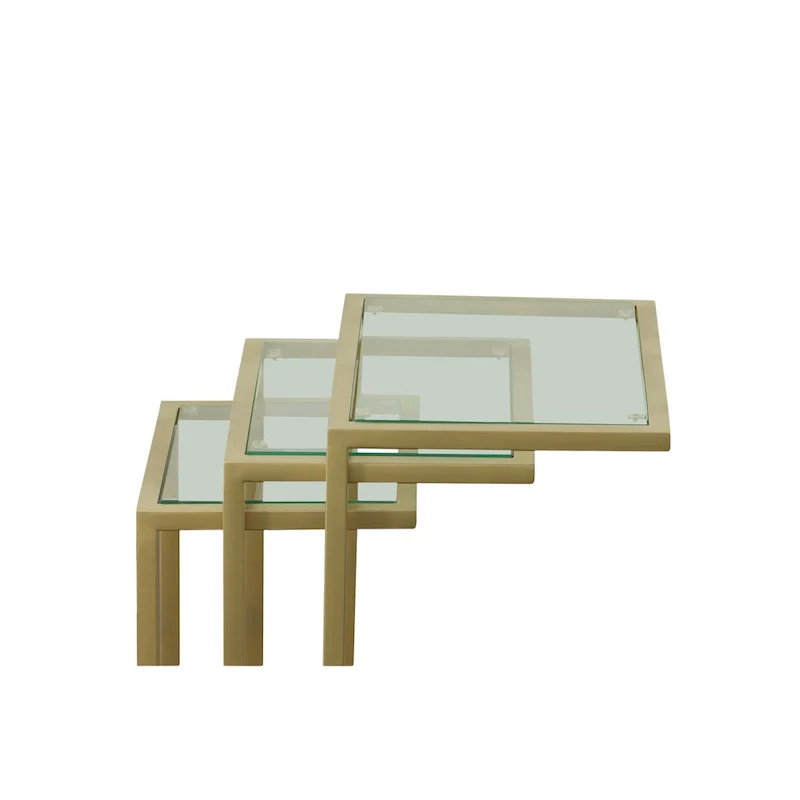 Carolina Living Addison Nesting Table Set - Glass Top - Chrome Base