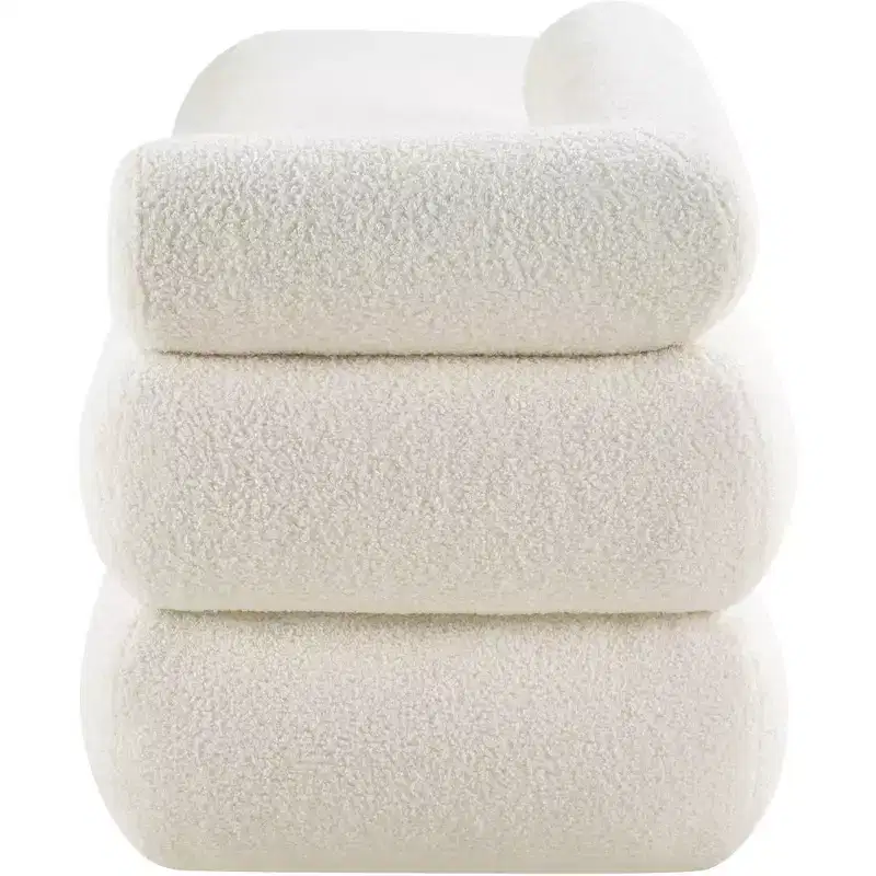 Meridian Furniture,Kennedy Faux Shearling Teddy Fabric Bench