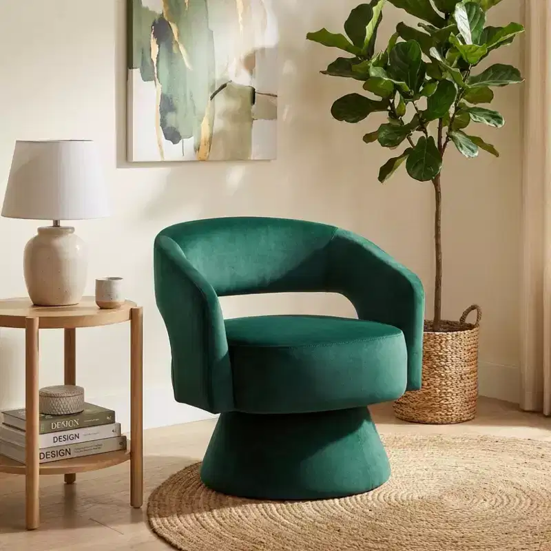 Velvet Swivel Accent Chair, 1-Seat