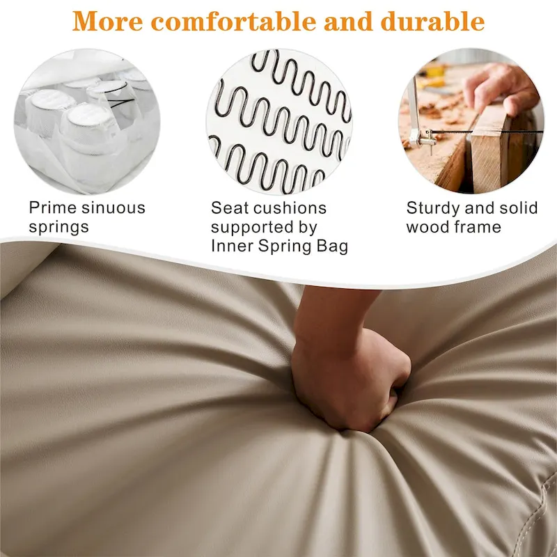 Reversible Chaise Sofa, Suede Fabric, Metal Legs, Spring Coils, Light Brown/Brown/Grey/Blue/Beige