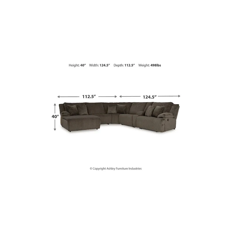 Signature Design by Ashley Top Tier Brown 6-Piece Reclining Sectional with Chaise - 147 W x 134 D x 41 H