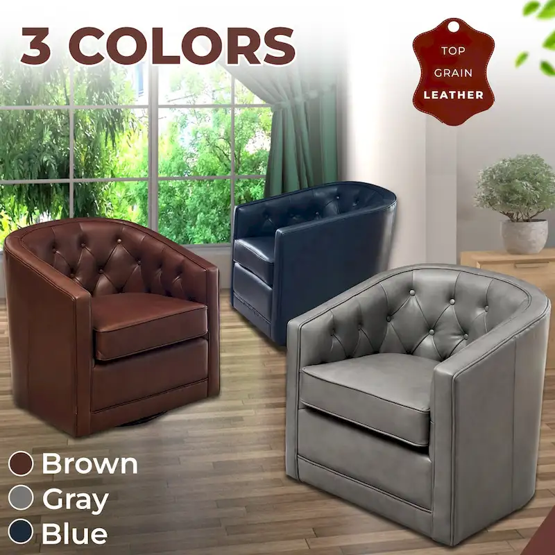 Walsh Top Grain Leather Swivel Chair