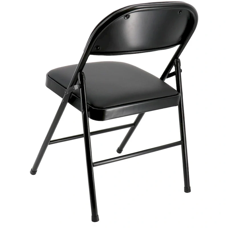 4 Piece Metal Folding Chair with Padded Seats in Black