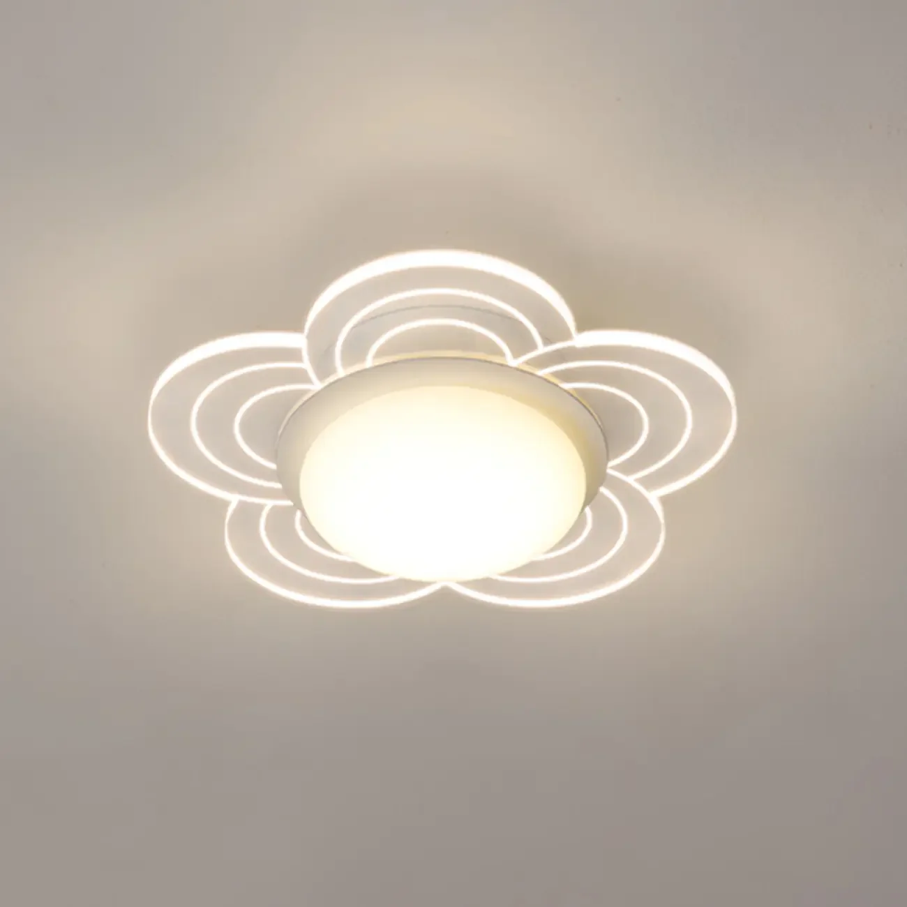 Mini White Artistic Flower Shade Flush Ceiling Light Dimmable